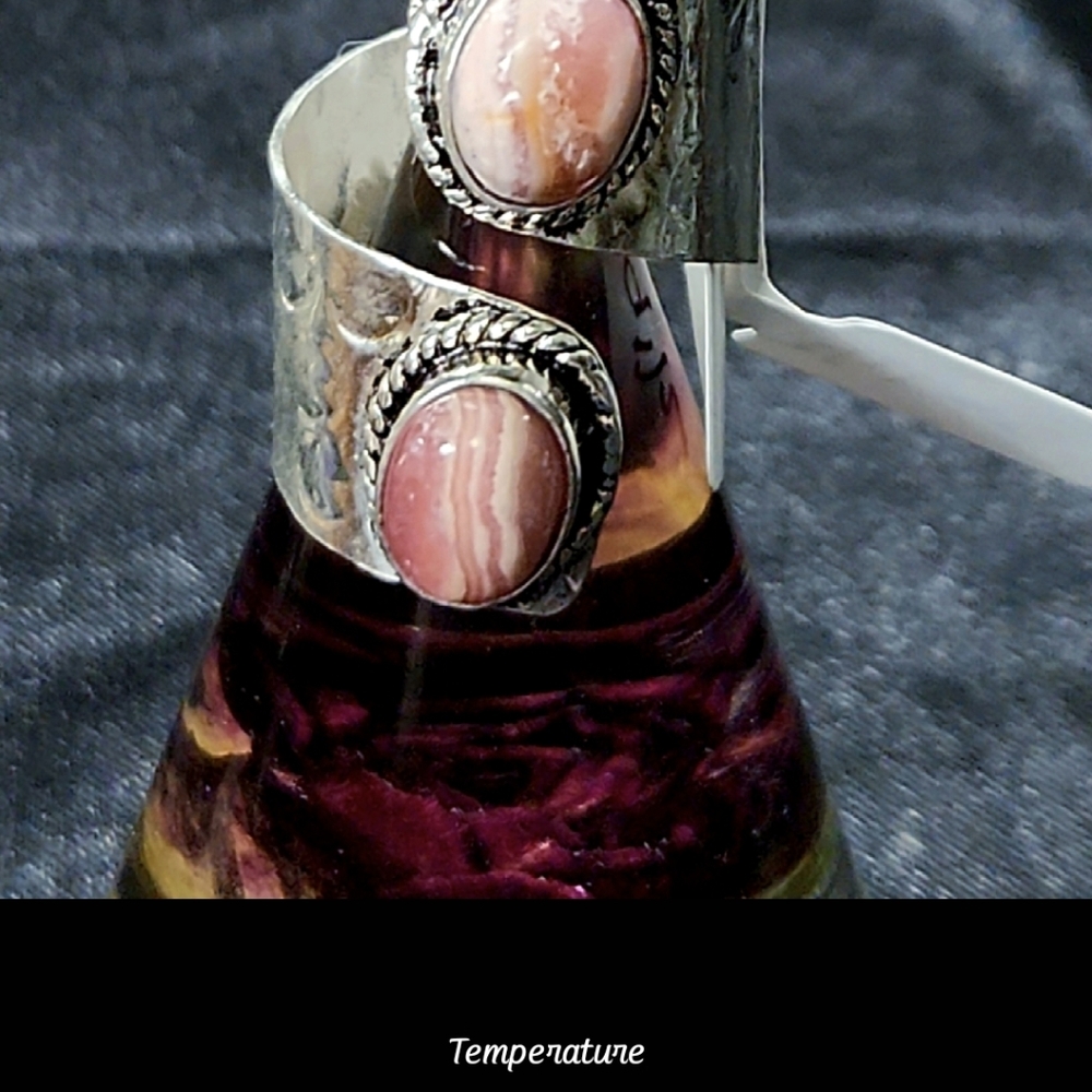 Adjustable Size 8-9 1/2 Rhodochrosite Elegant Statement Ring - Picture 3 of 5